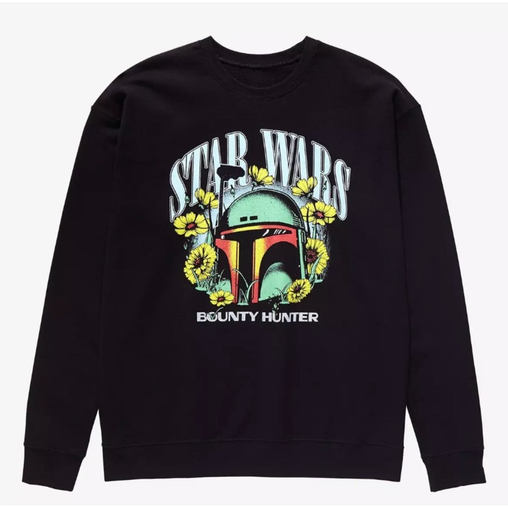 Star Wars Sweatshirt Unisex S Boba Fett Floral Crewneck